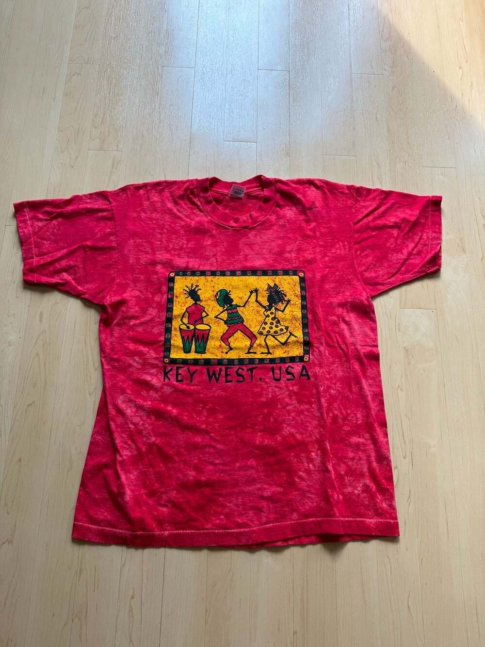 90s Key West USA Air Waves Tie Dye T-Shirt Red XL